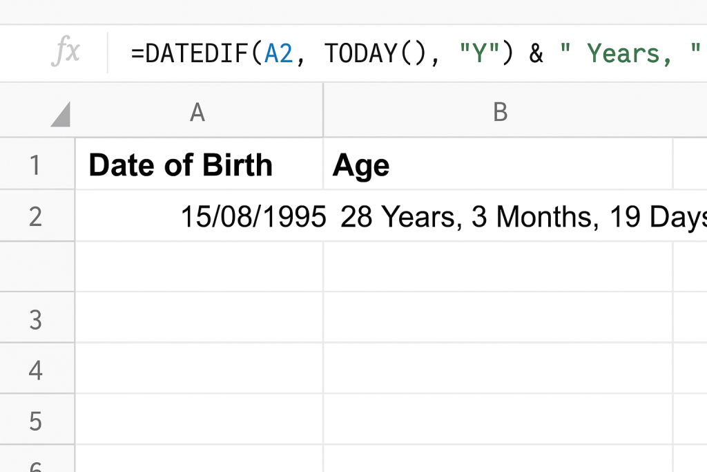 How to Calculate Chronological Age in Google Sheets